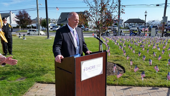 Fred Banner, an Air Force veteran and Shore's vice president of information and technology, spoke about the sacrifices members of the military have made.